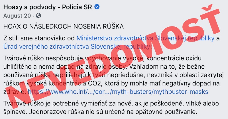 Keď policajti nechápu: Vysvetlenie, ako rúška znižujú kyslík a zvyšujú CO2